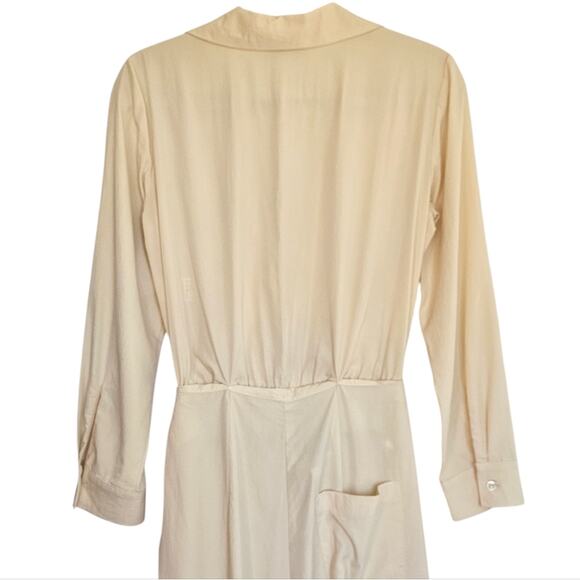 Nanushka Tanya Jumpsuit Size Small Long Sleeve Cut Out Tie Front Cream - Picture 12 of 16